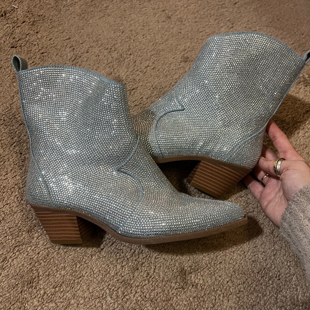 Jessica Simpson Glittering Silver Ankle Booties